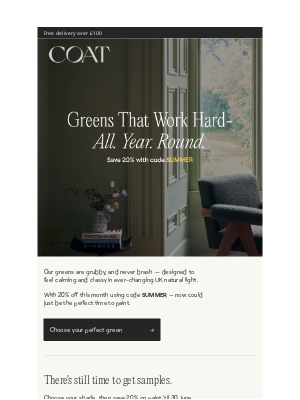 COAT Paints - Save 20% On Grubby, Hardworking Greens
