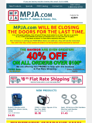 MPJA Online - BIG Savings Continue! - 40% off Orders over $100