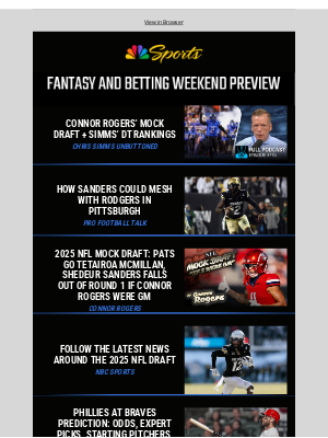 NBC Sports - Connor Rogers' mock draft + Simms' DT rankings
