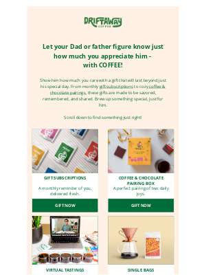 Driftaway - Coffee Gifts Dad Will Love ☕