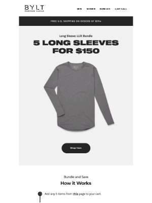 BYLT Basics - 5-Item Long Sleeve for $150