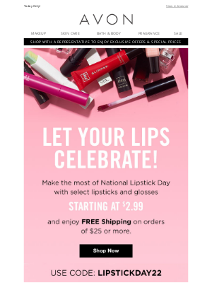 Avon - It's 💄 Day! Starting at $2.99 Plus, Free Shipping on $25+