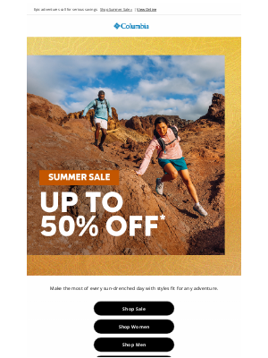 Columbia Sportswear - THIS JUST IN: Now up to 50% off gear! ☀️