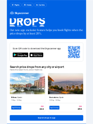 Skyscanner (United Kingdom) - Your weekly price drops, from £44 ✈️ 📉
