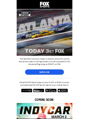 Fox Networks Group - NASCAR Cup Series heads to Atlanta 🏁