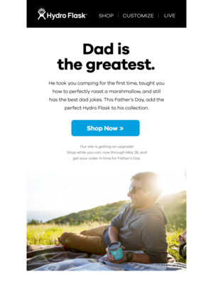 Father's Day email campaign by Hydro Flask