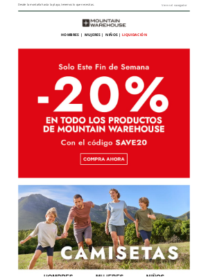 Mountain Warehouse (Spain) - ¡Disfruta un 20% adicional en tu compra!