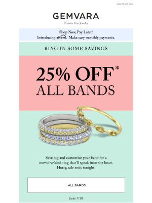 Gemvara - Last day for 25% OFF all bands