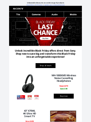 Sony (United Kingdom) - 🚨 Final Call for Black Friday Deals: Last Chance to Save! 🚨
