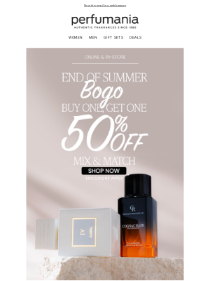 perfumania - Buy One, Get One 50% Off