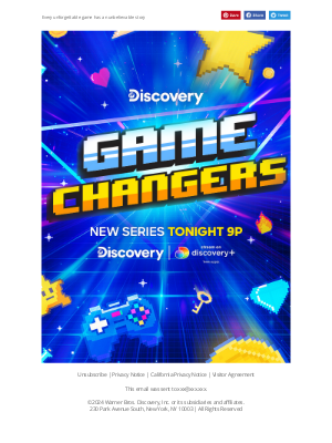 Discovery Channel - Game Changers Starts Tonight 9p on Discovery!