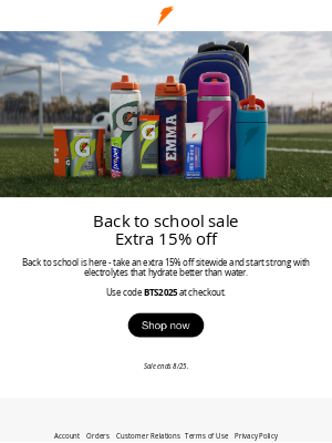Gatorade - 🚨 Extra 15% off sitewide for back to school