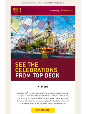 Big Bus Tours (United Kingdom) - Your top-deck view of Assumption Day