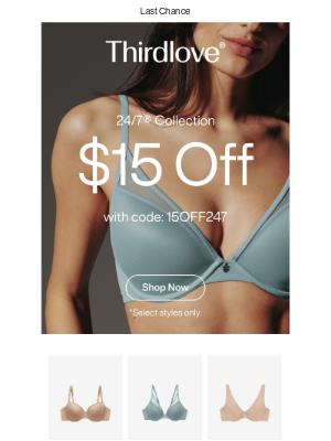 ThirdLove - ENDS TONIGHT: $15 off everyday bras!