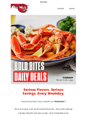 Red Lobster - 5 weekdays. 5 deals. All yours.