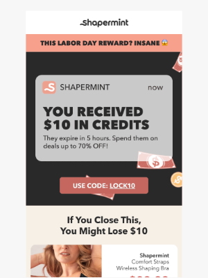 Shapermint - Clint, you received $10 in credits