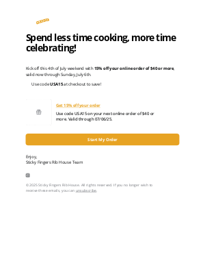 Sticky Fingers Ribhouse - 🇺🇸 15% OFF your favorites from Sticky Fingers Rib House