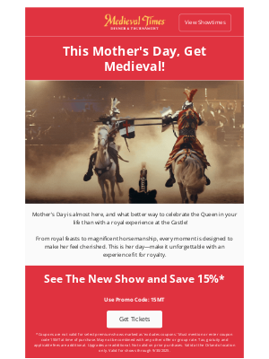 Medieval Times - Make Mom Queen for a Day – Only at the Castle! 👑!