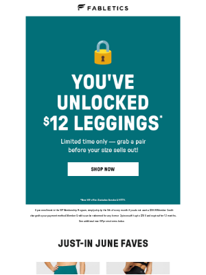 Fabletics - UNLOCKED: $12 Leggings