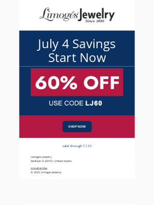 Limoges Jewelry - 4th of July Savings Start Now
