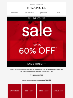 H.Samuel UK - Sale ends midnight!