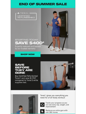TONAL - Starts Today: Save $400 on Certified Refurbished Tonal 1