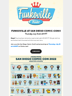 Funko - Tomorrow at 6 AM PT: Funkoville at San Diego Comic-Con®