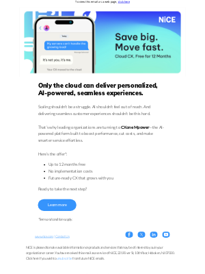 NICE - Your Cloud CX future starts now. At no cost.
