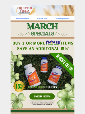 Fruitful Yield - March Specials!