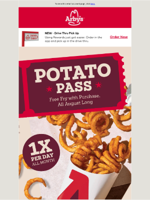 Arby's - Get a FREE Fry every day in August 🙌 🍟