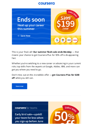 Coursera - 🚨 Only 48 hours left! Save 50% on Coursera Plus