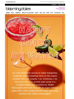 Cinco de Mayo email templates - example by Bloomingdale's