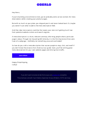 Oberlo - Want more traffic? Start nailing your meta descriptions.