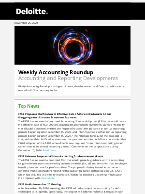 Deloitte - Weekly Accounting Roundup — November 25, 2024