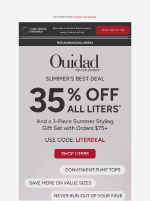 Ouidad - Hot Deal: Save 35% on Liters