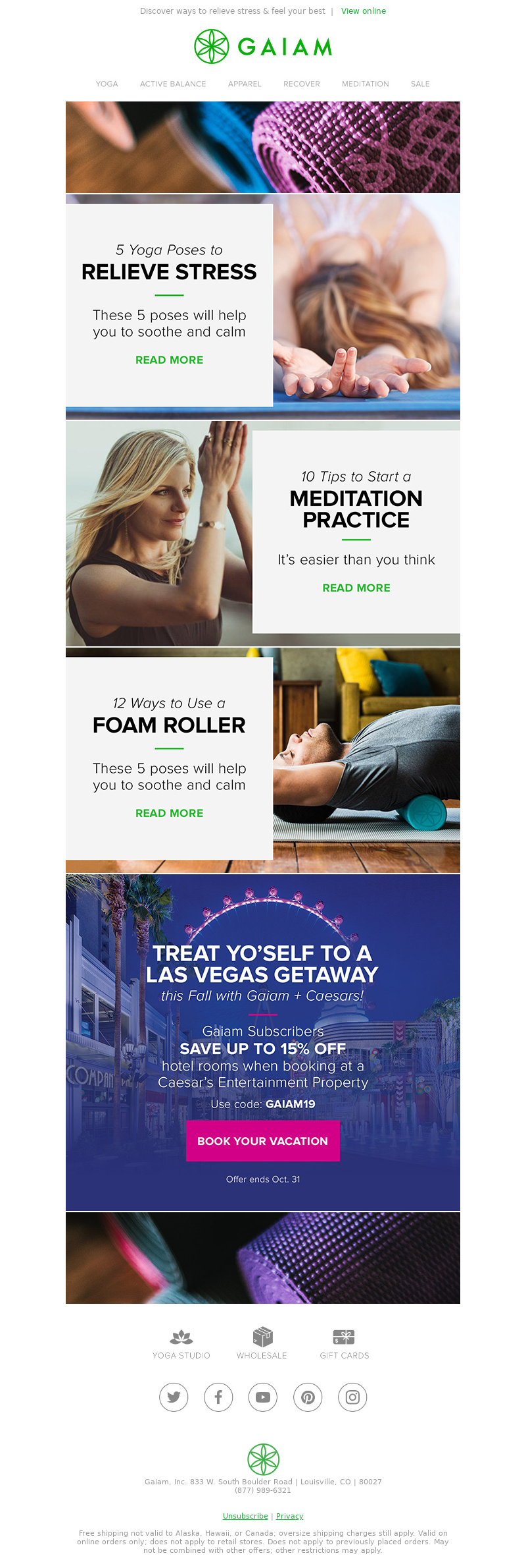 Email example for yoga industry