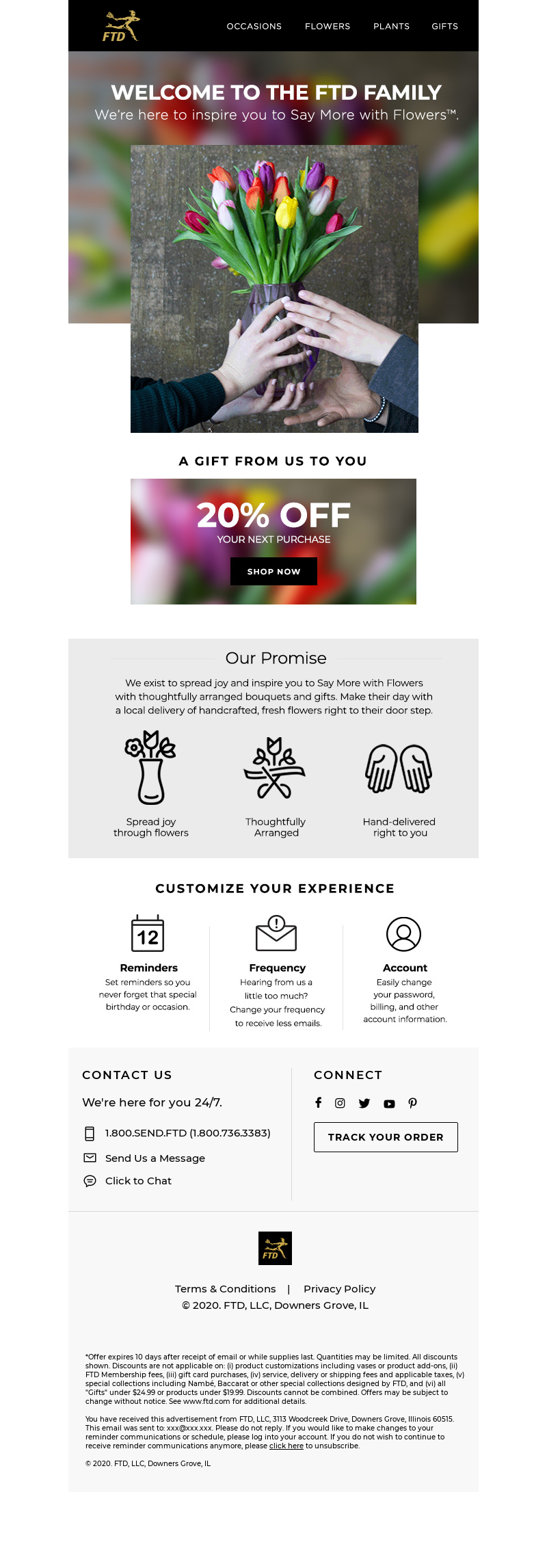 Welcome email from FTD flowers