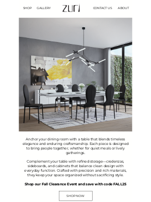 Zuri Furniture - Clearance Savings on Tables, Chairs, and More