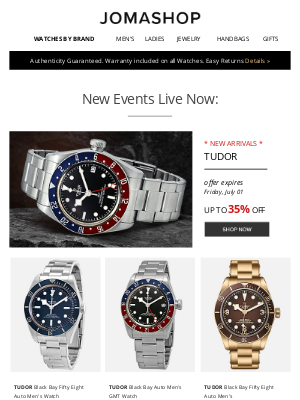 Jomashop - Just Released! Tudor • Montblanc • Fashion Watches • Mystery Fragrance Sale