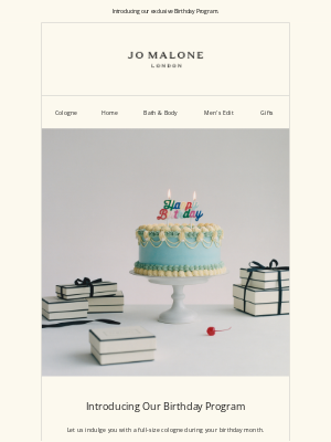 Jo Malone - Let us pamper you with a complimentary full-size cologne