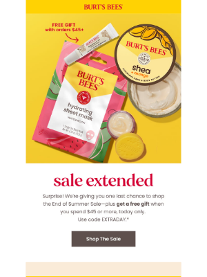 Burt's Bees - Labor Day Deal: Last chance to save—plus a FREE gift!