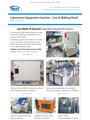 Riley Surface World (United Kingdom) - Laboratory Equipment Auction - Live & Bidding Now!