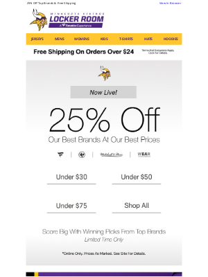 Minnesota Vikings - Starts Now! Best Brands, Best Prices, 25% Off!