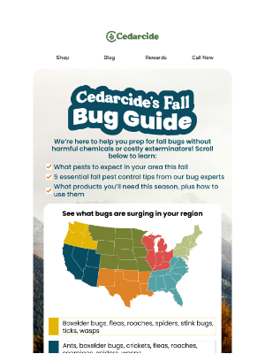 Cedarcide - 🍂 These Fall Bugs Are Emerging in Your Region Now 🍂