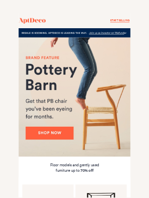 AptDeco - Pottery Barn just added - up to 70% off!