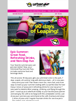 Urban Air - Unlock Unlimited Fun + Exclusive Food & Drink Deals This Summer!