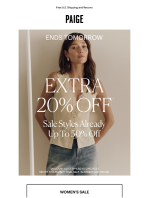 PAIGE - Extra 20% Off Ends Tomorrow