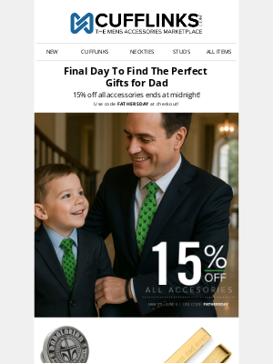 CuffLinks - Final Day To Save 15% Sitewide!