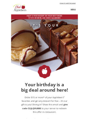 Applebee's - Marquetta, we got you a birthday gift!