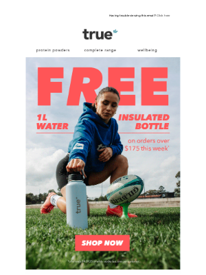 True Protein (Australia) - FREE 1L Insulated Water Bottle This Week*